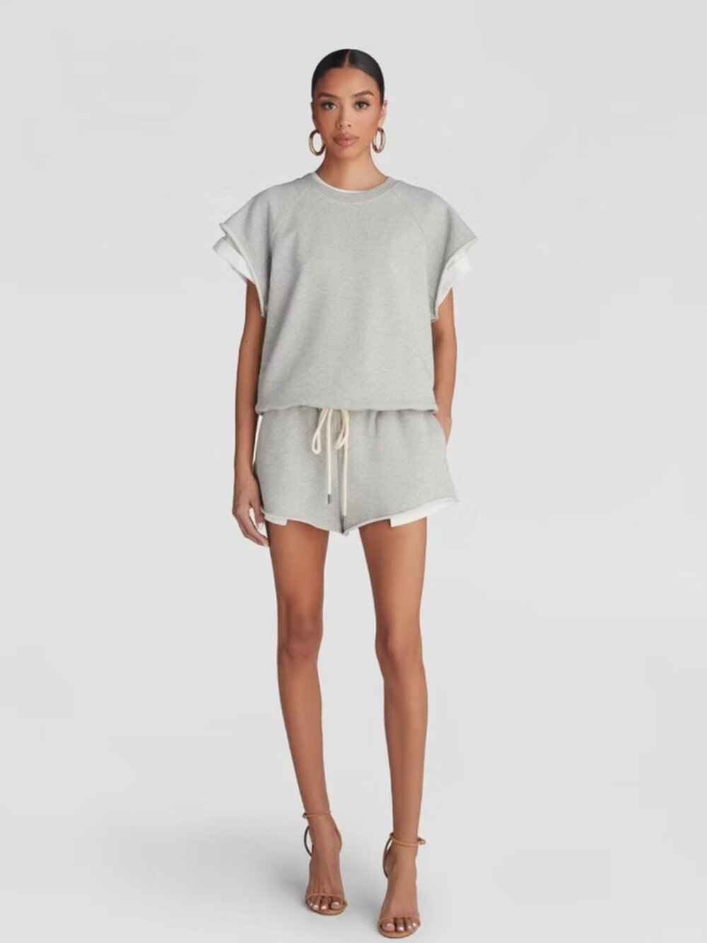 NWT Set KBB by Kahlana The Layered Crew and Mini Sweatshorts